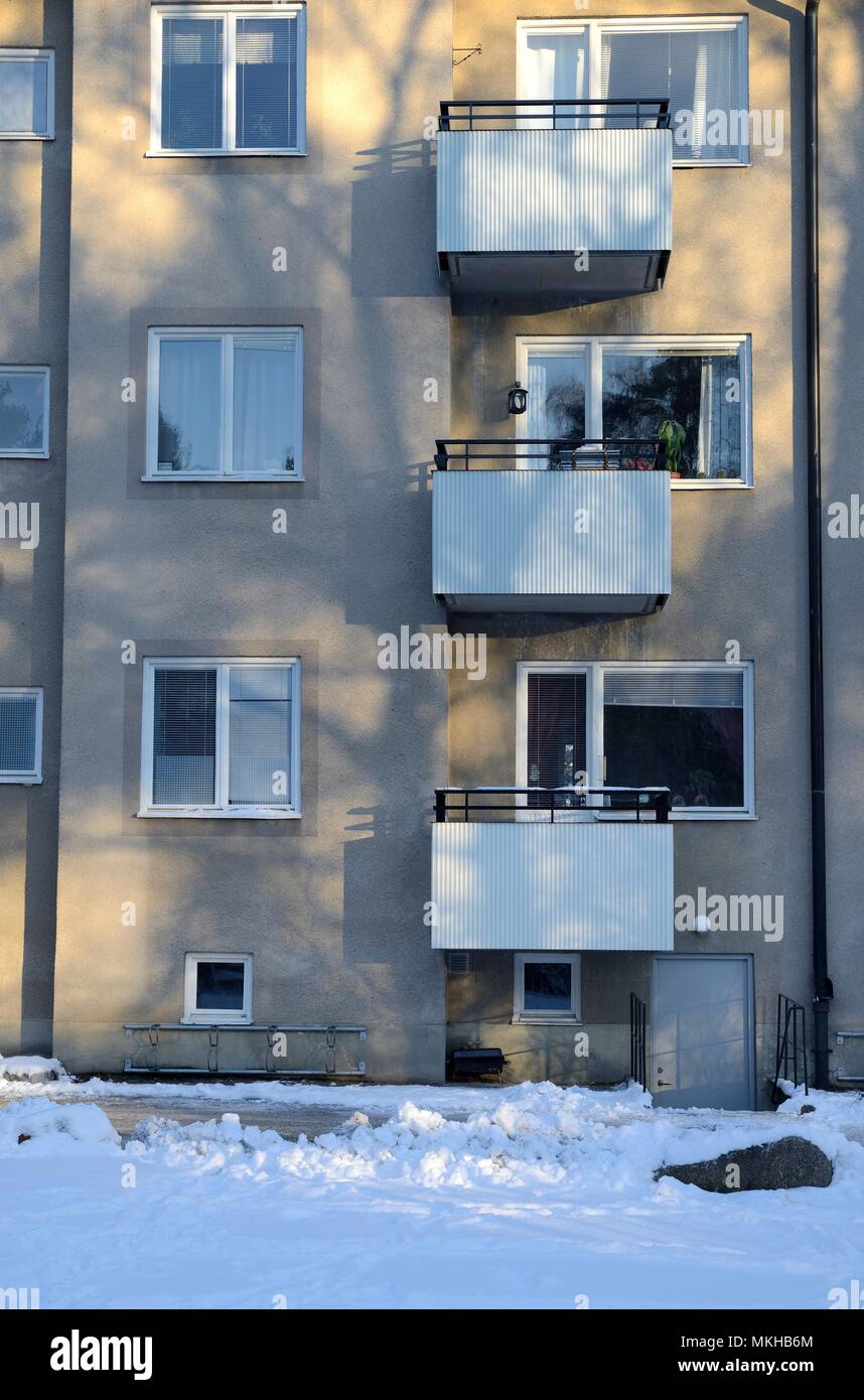 Balconies in apartment residential building Stock Photo - Alamy