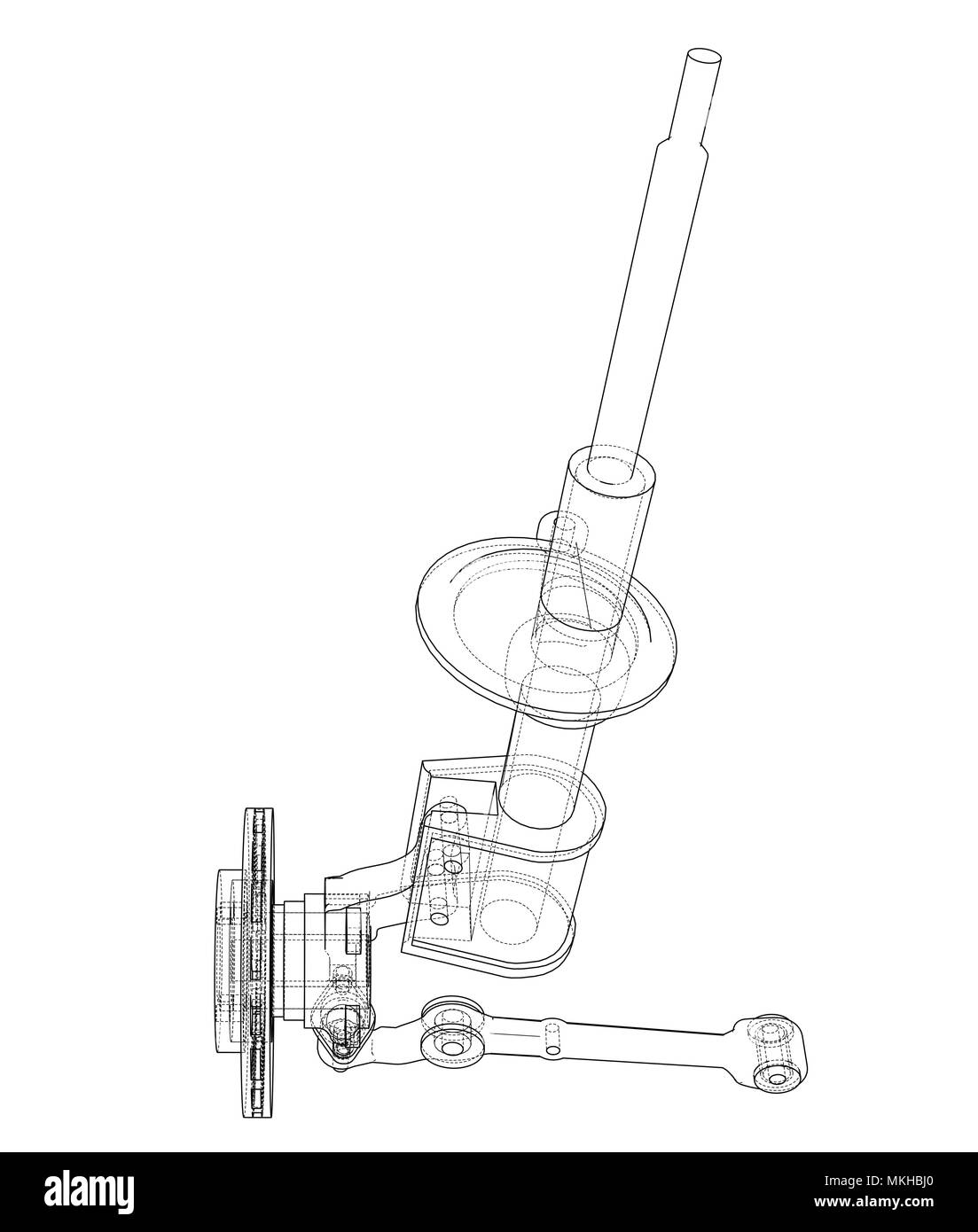Car dampers with brake disc outline. Vector Stock Vector