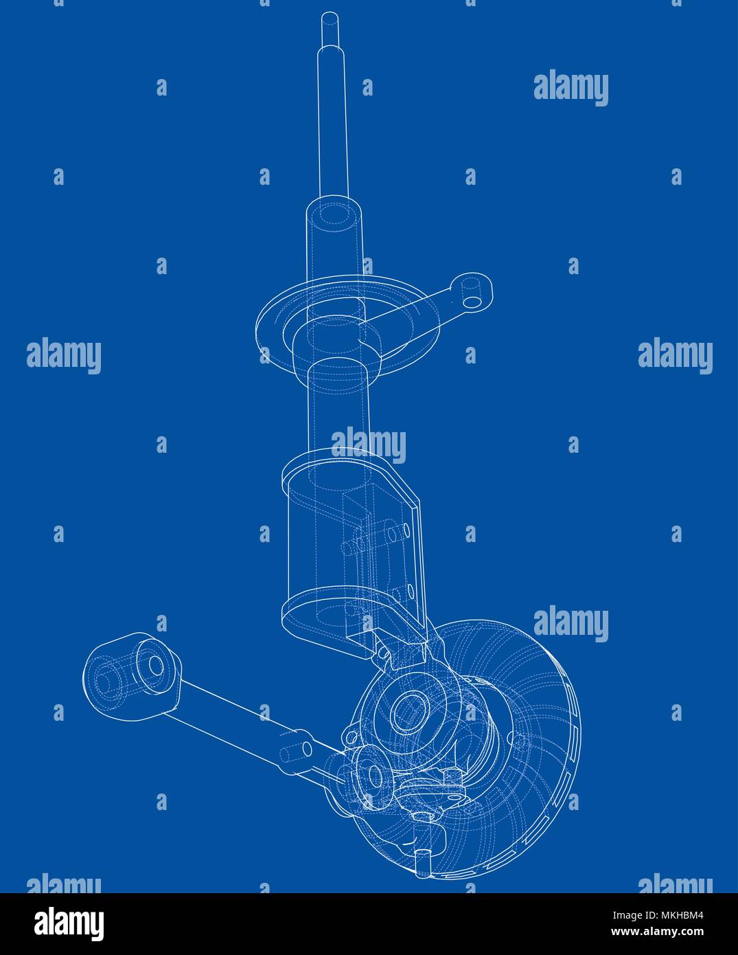Car dampers with brake disc outline. Vector Stock Vector