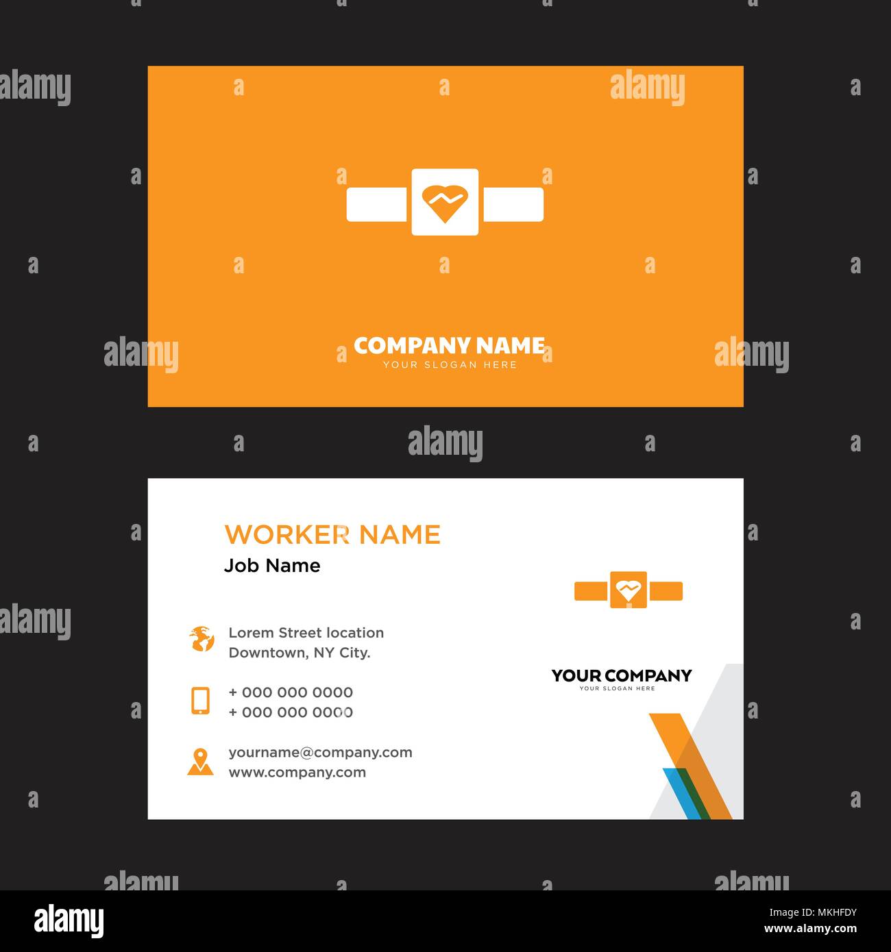 Fitness business card design template, Visiting for your company, Modern horizontal identity Card Vector Stock Vector