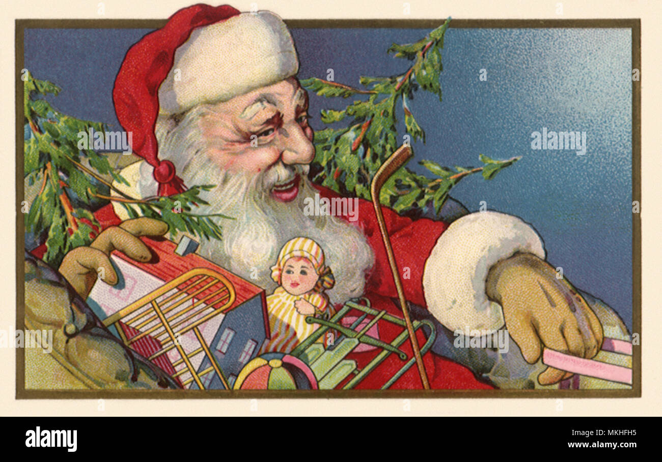 Santa in Sleigh with Toys Stock Photo - Alamy