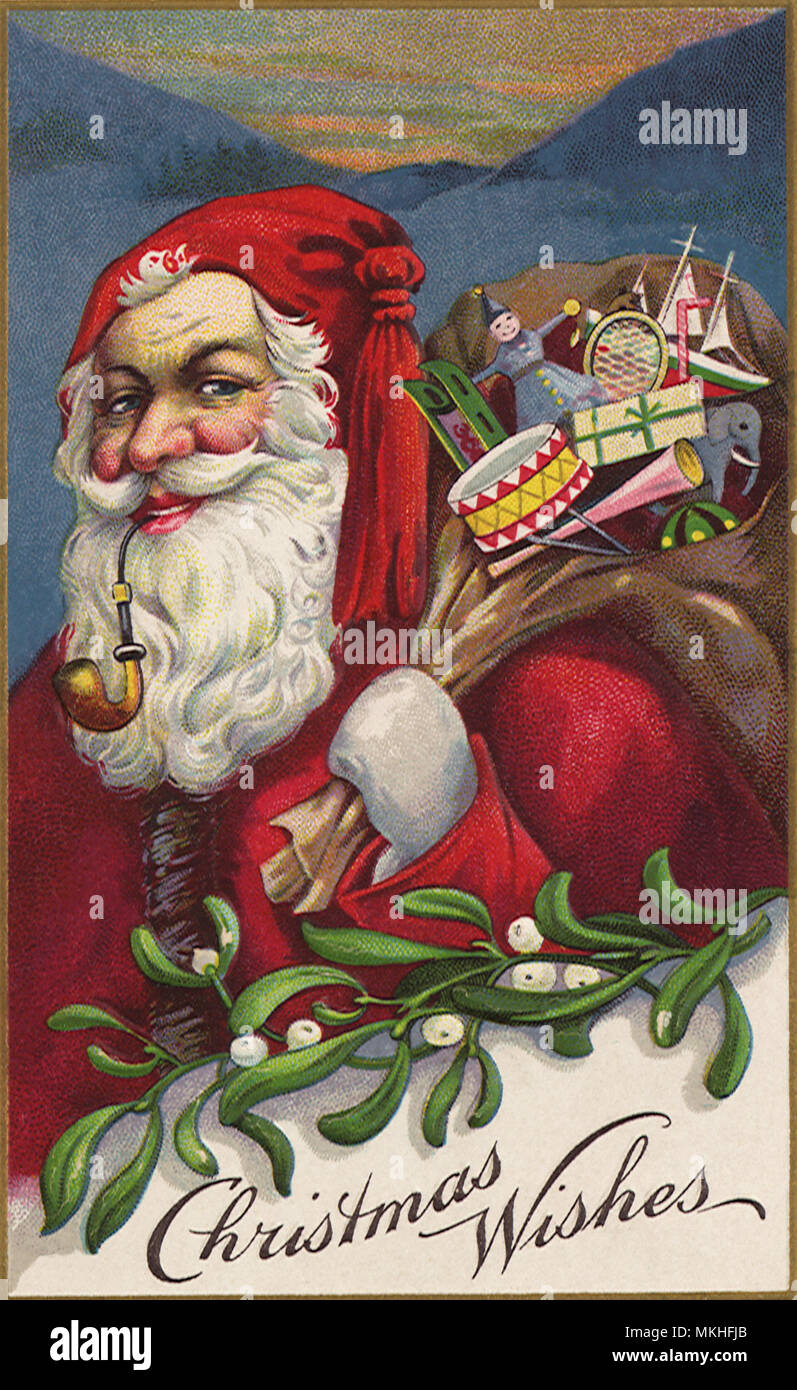 Santa carries Sack of Toys Stock Photo