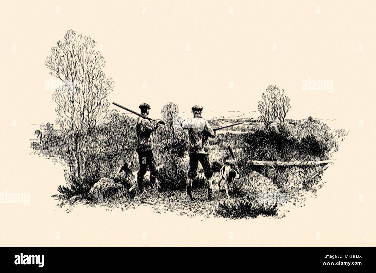 Two Hunters, Two Dogs Stock Photo