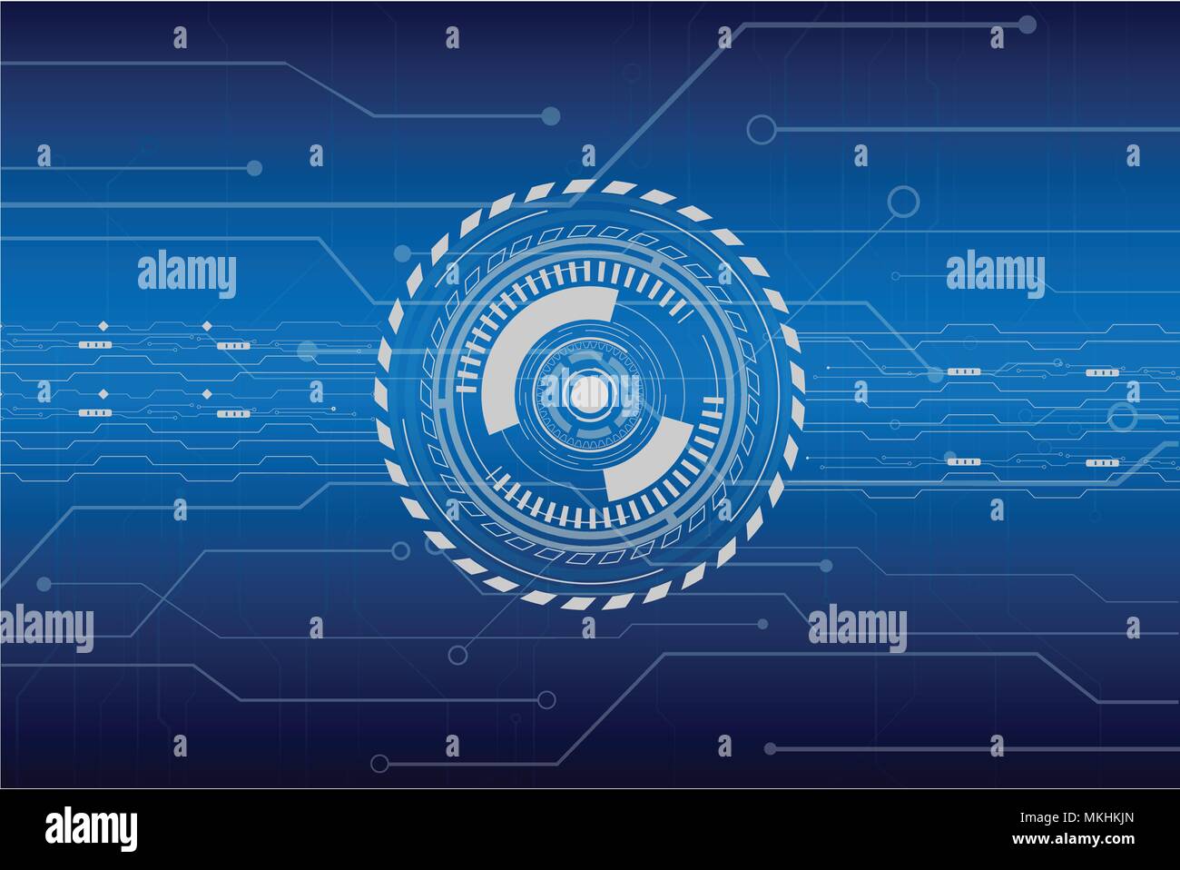 hud interface with circuit line on blue background vector illustration ...