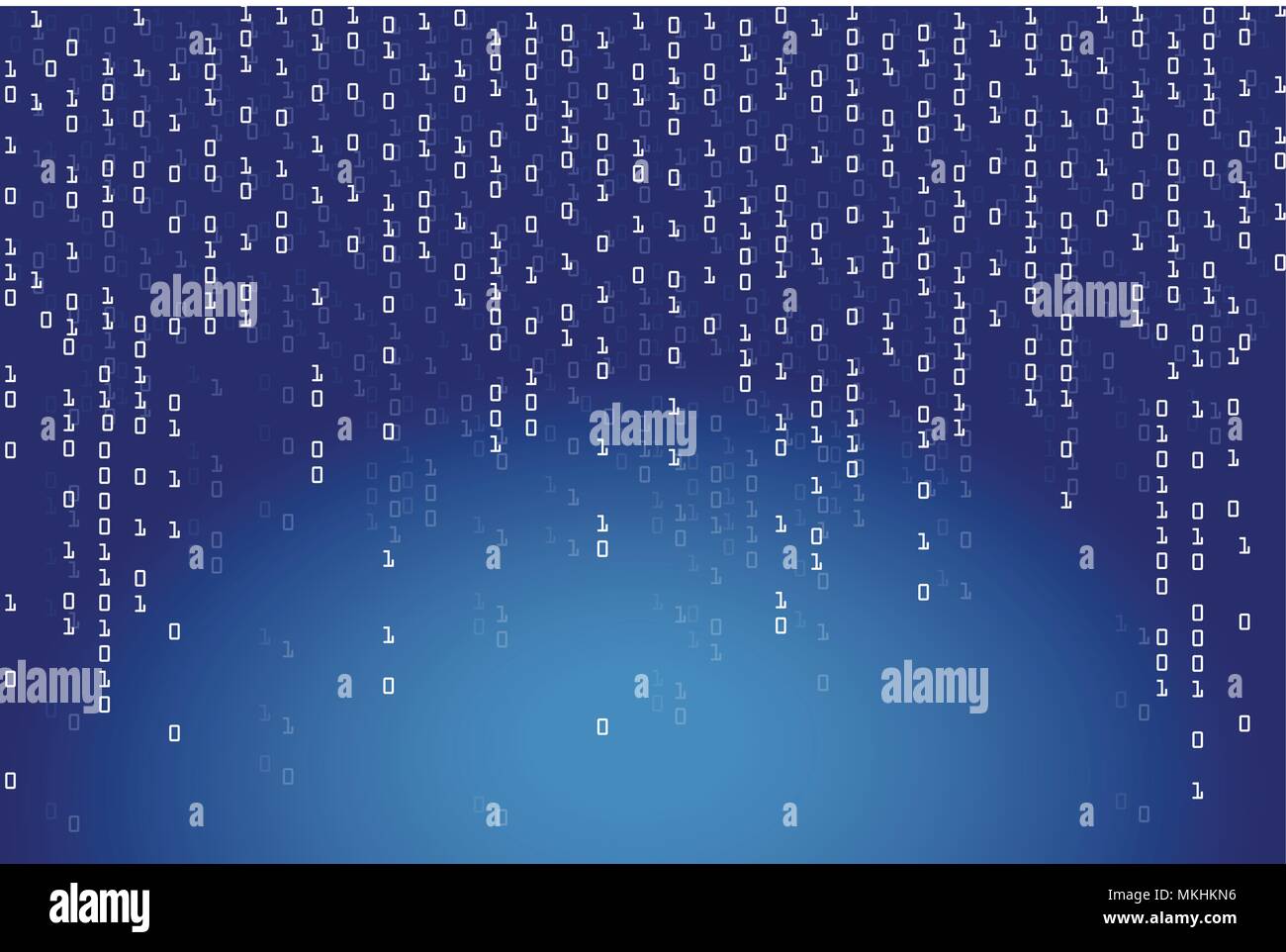Blue binary code background with space vector illustration Stock Vector