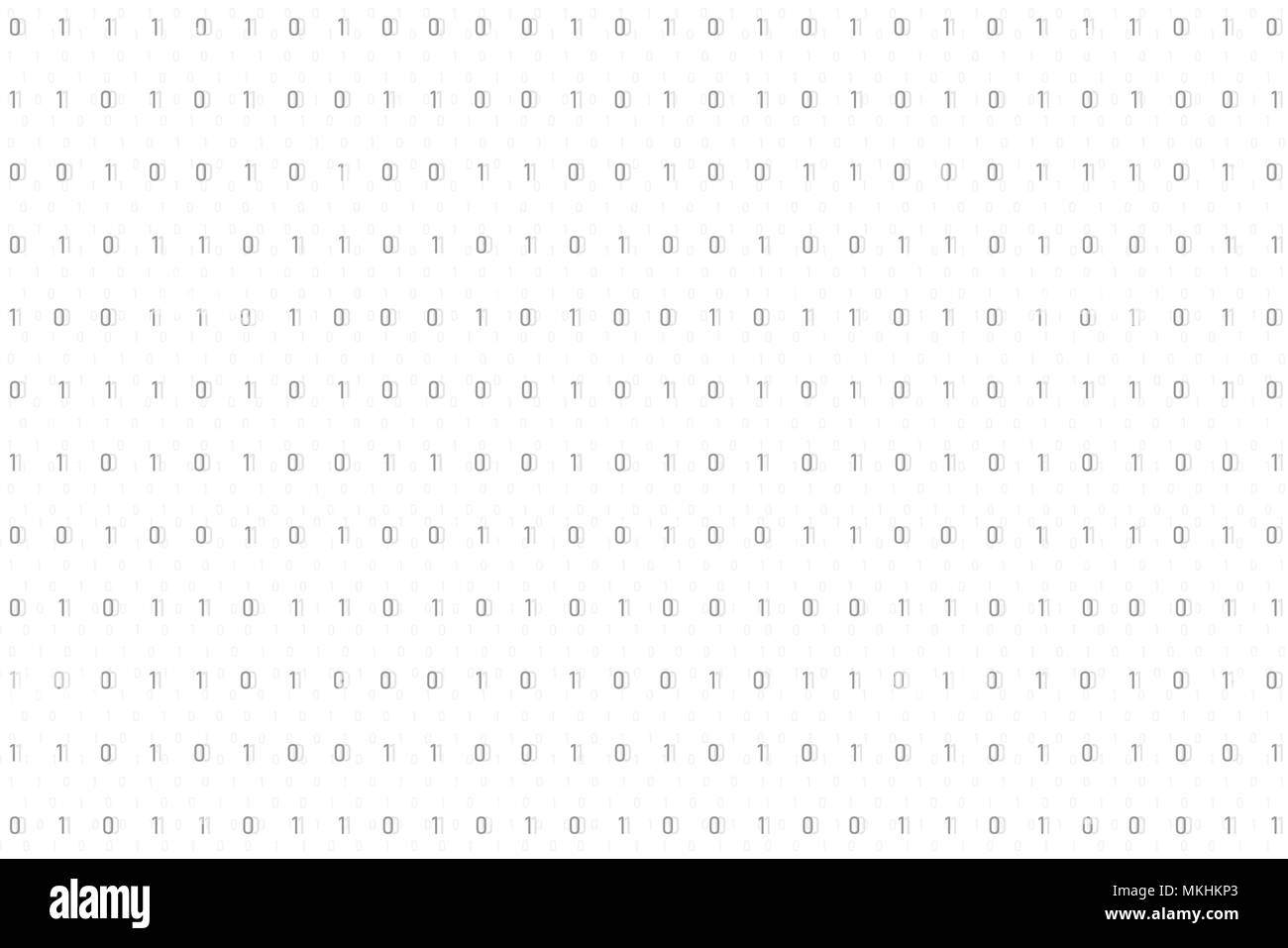 Binary code background in white and grey vector illustration Stock Vector