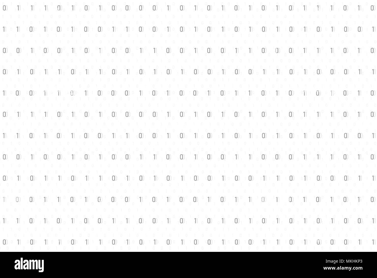 Binary code background in white and grey vector illustration Stock