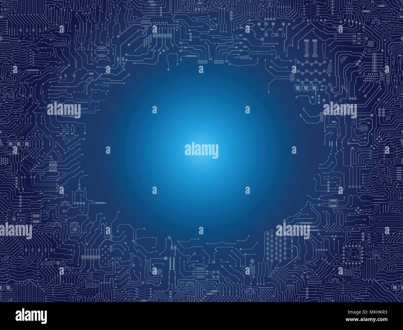 circuit board frame on blue background vector illustration Stock Vector