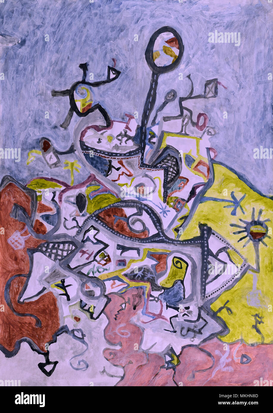 Abstract skyline hill view. Acrylic painting Stock Photo Alamy