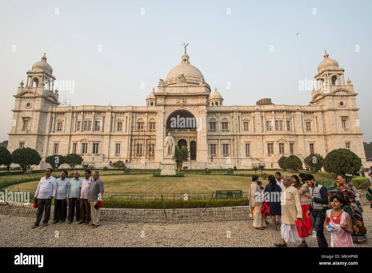 KOLKATA - INDIA - 20 JAN 2018. Some are in front of the Victoria Memorial Hall in Kolkata, India. Stock Photo