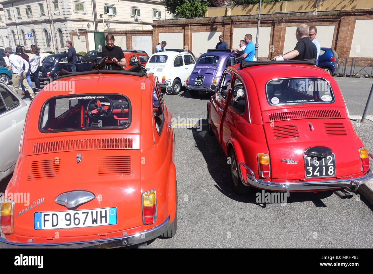 Fiat 500 gathering in Rome Italy Stock Photo