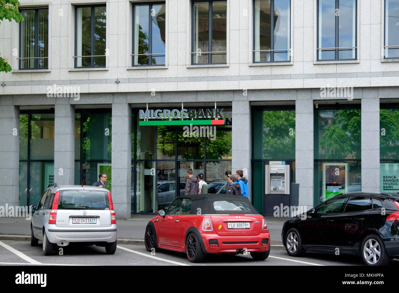 Migros Bank branch in Lucerne, Switzerland, Europe Stock Photo