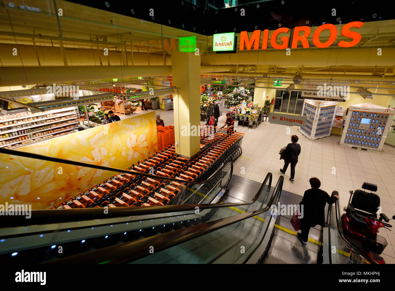 Migros supermarket in Zug, Switzerland, Europe Stock Photo
