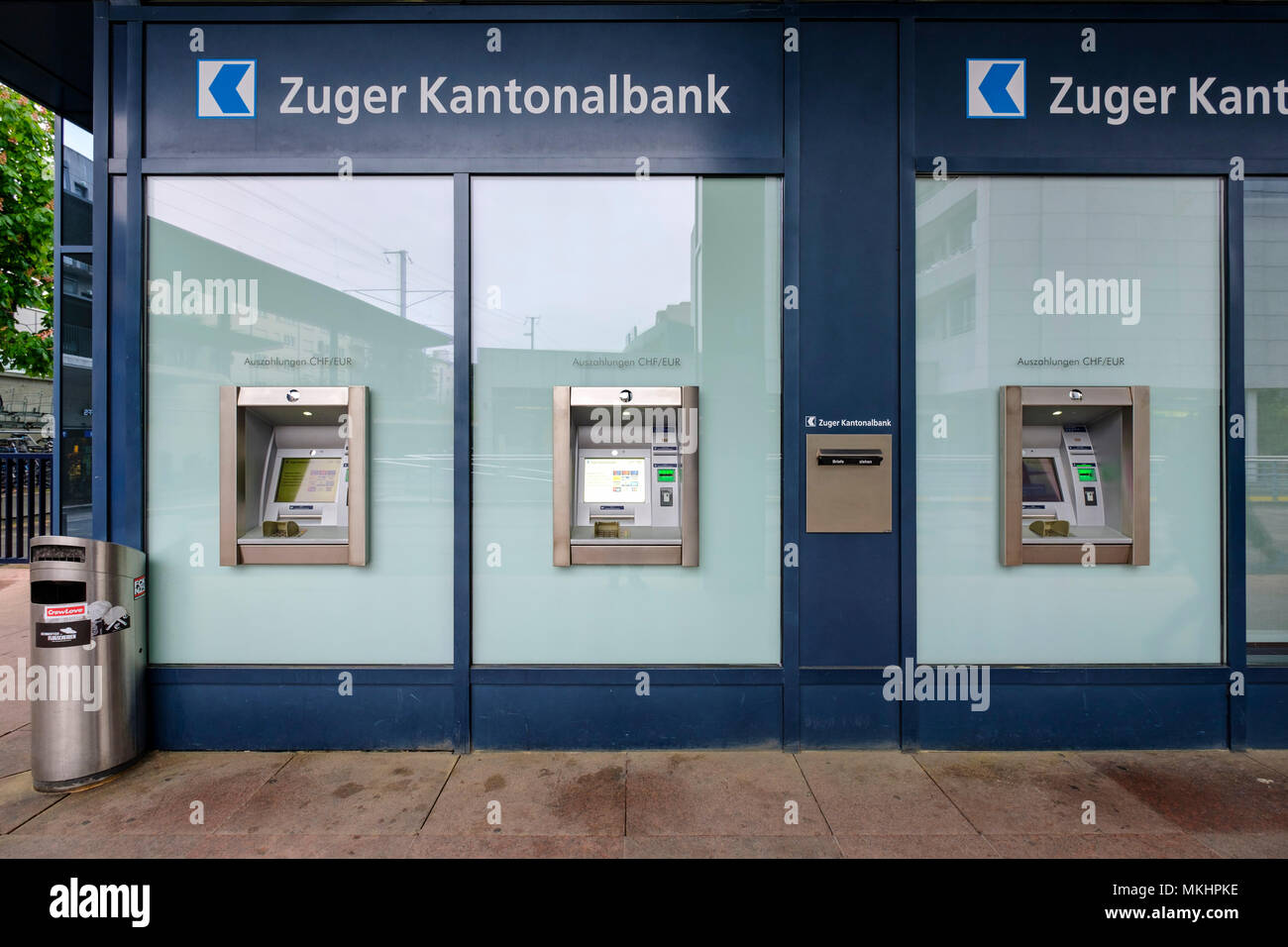 ATM machine in Zug, Switzerland, Europe Stock Photo