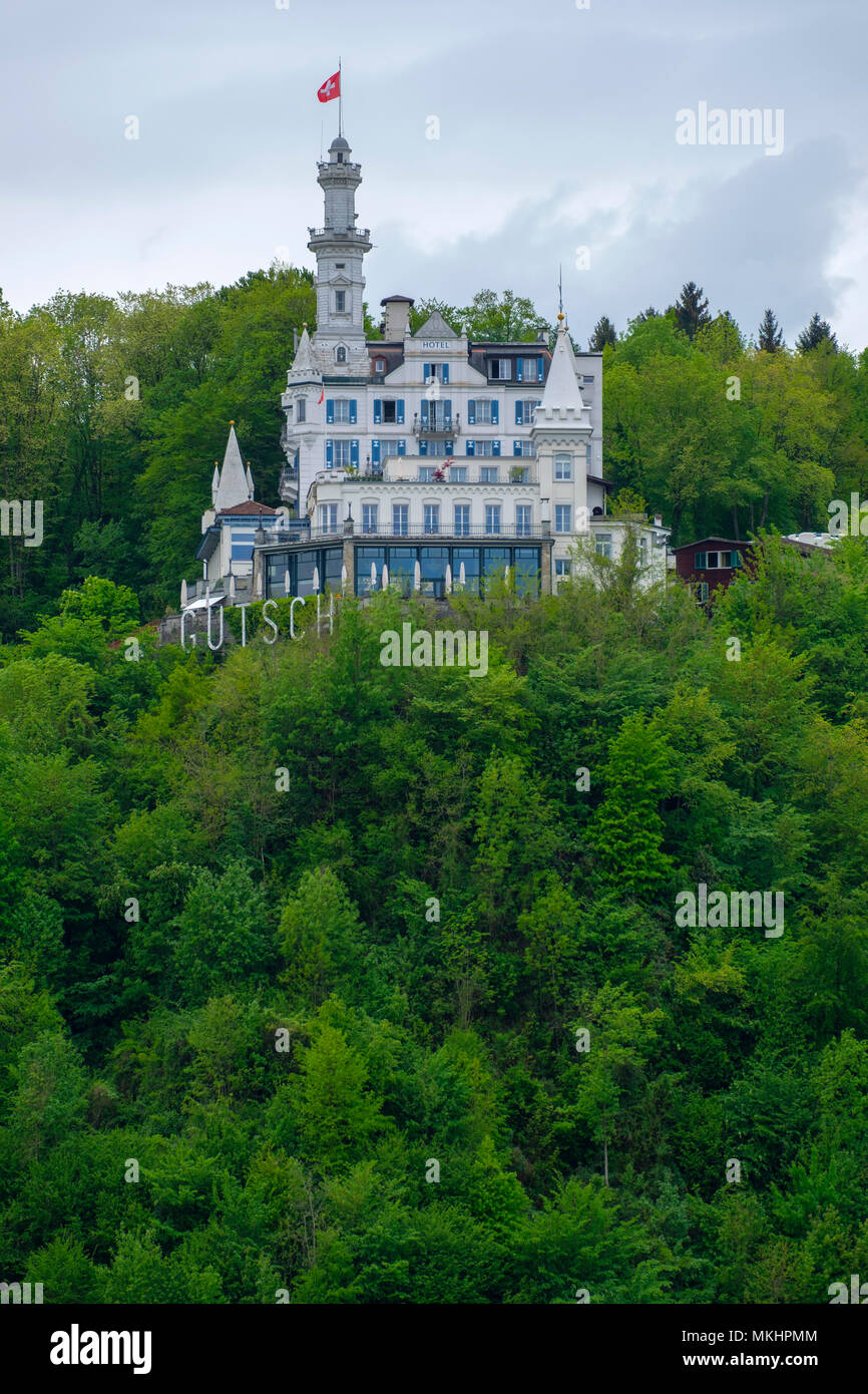 Château Gütsch hotel in Lucerne, Switzerland, Europe Stock Photo