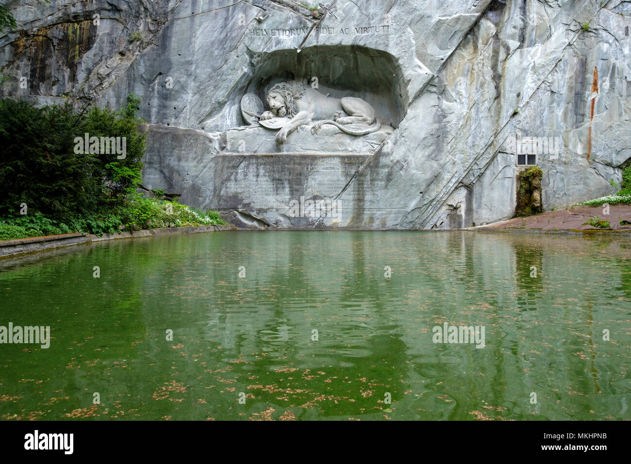 Close up of dying lion monument in Lucerne, Switzerland, Europe Stock Photo