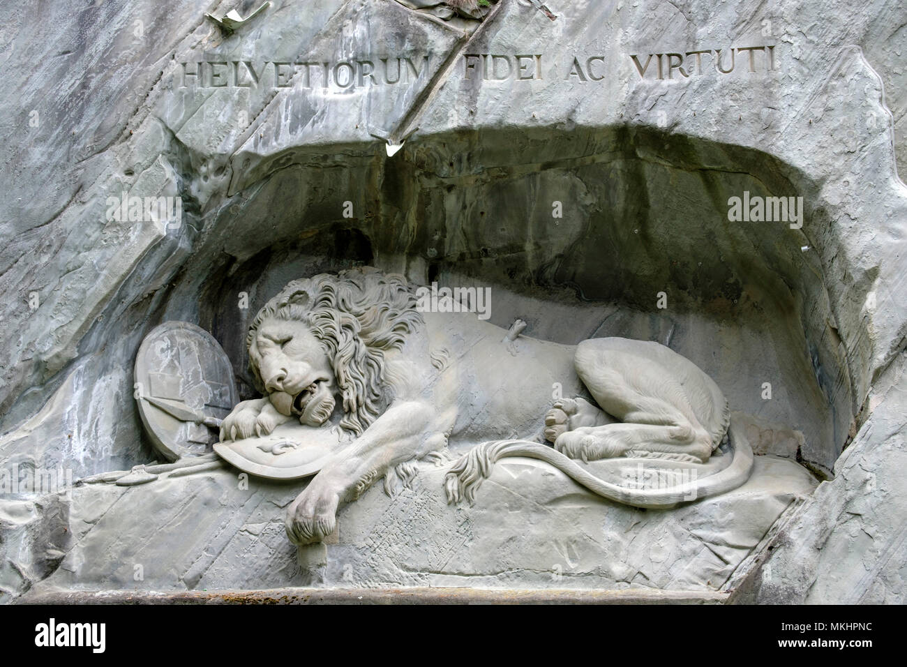 Close up of dying lion monument in Lucerne, Switzerland, Europe Stock Photo