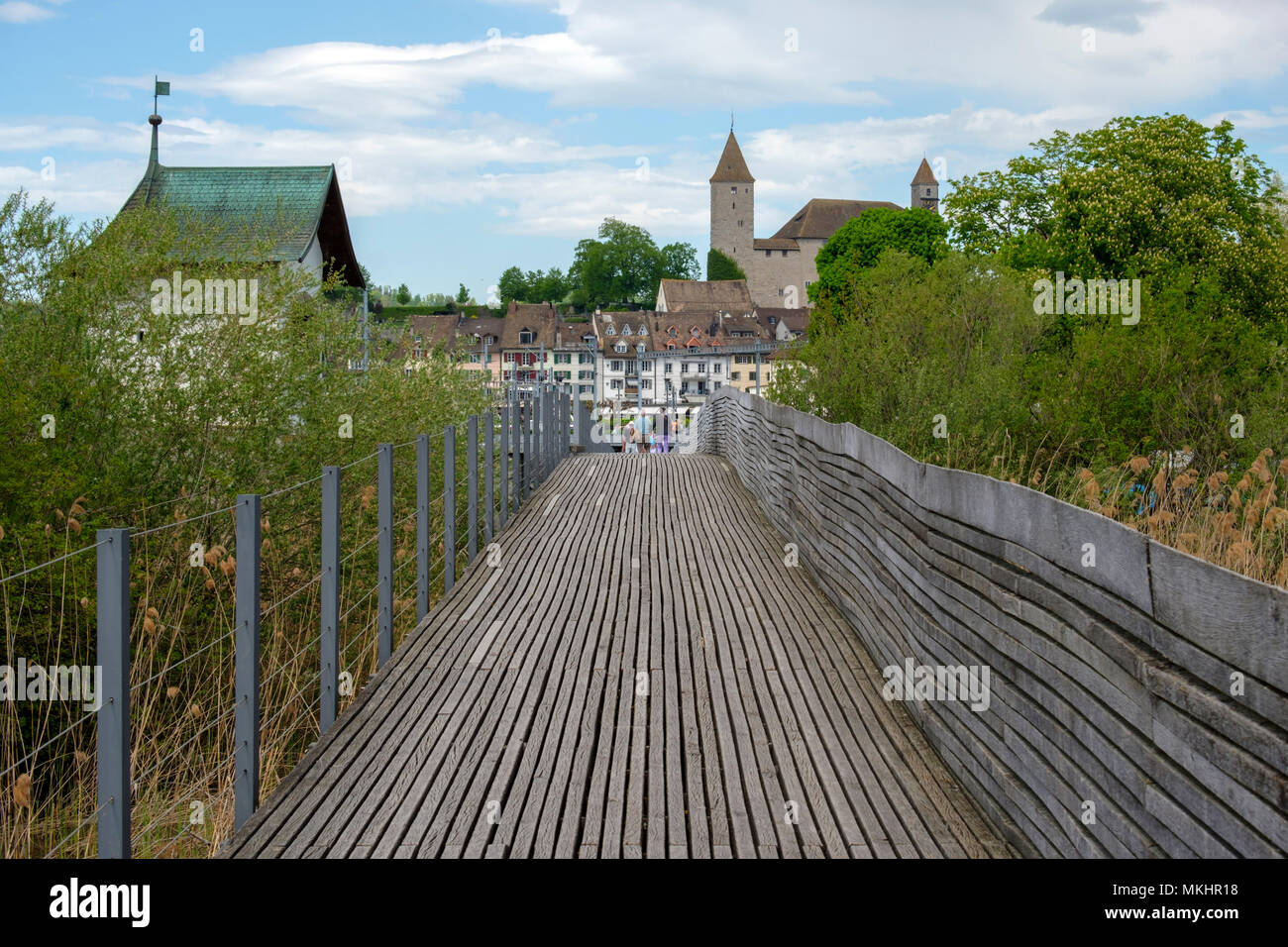 Holzbrücke RapperswilHurden wooden pedestrian bridge from
