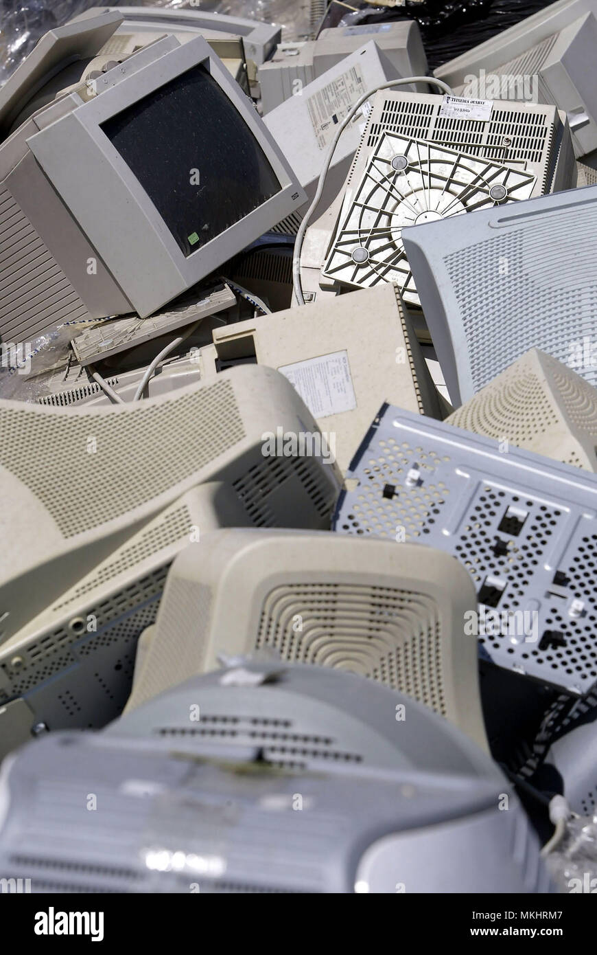 Old obsolete monitors ready for recycling Stock Photo Alamy