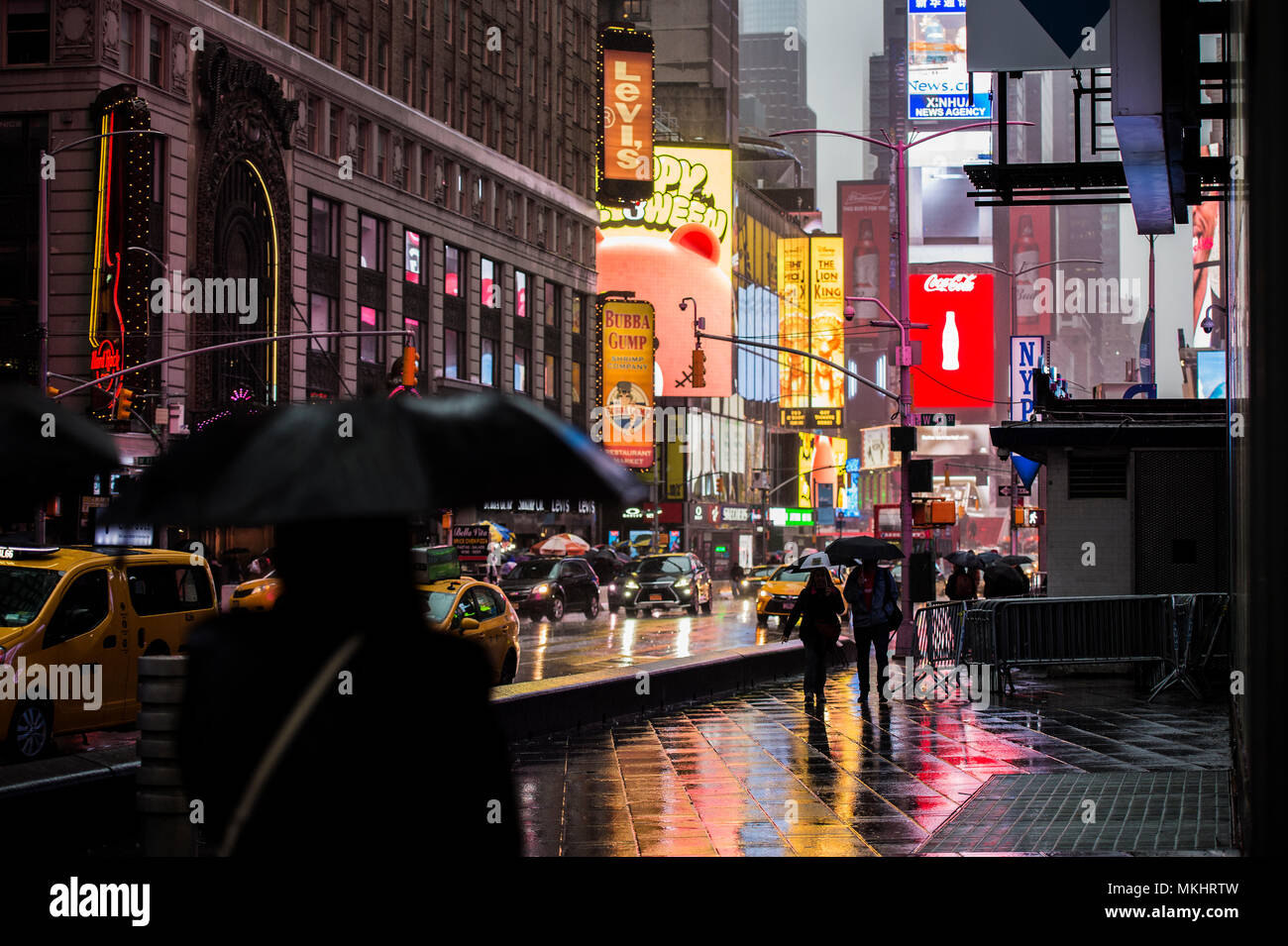 NEW YORK CITY OCTOBER 29, 2017 Tourists and cars in Times Square at