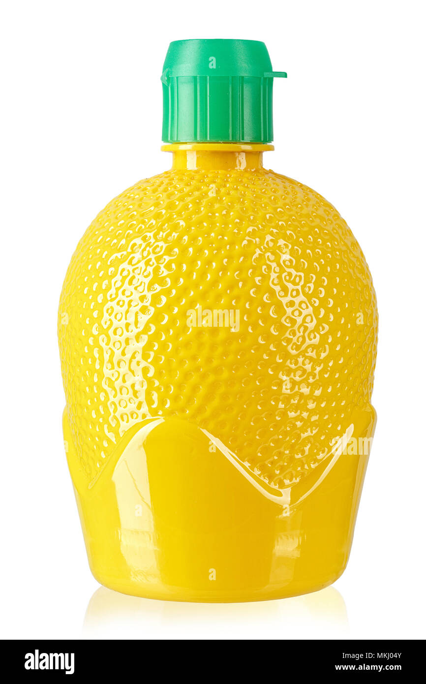 lemon juice in a bottle, isolated, on a white background. File contains
