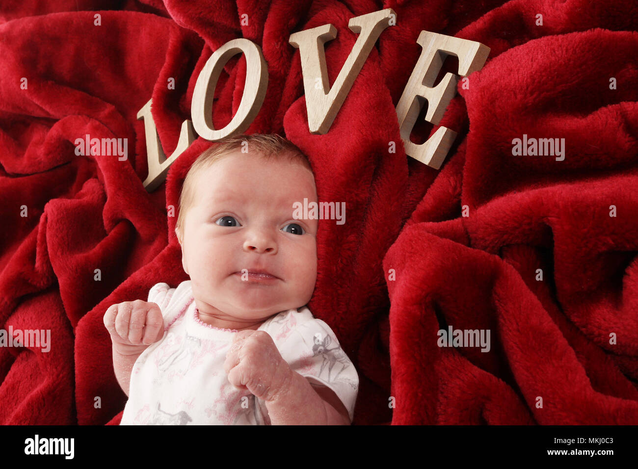 2 week old baby girl Stock Photo Alamy