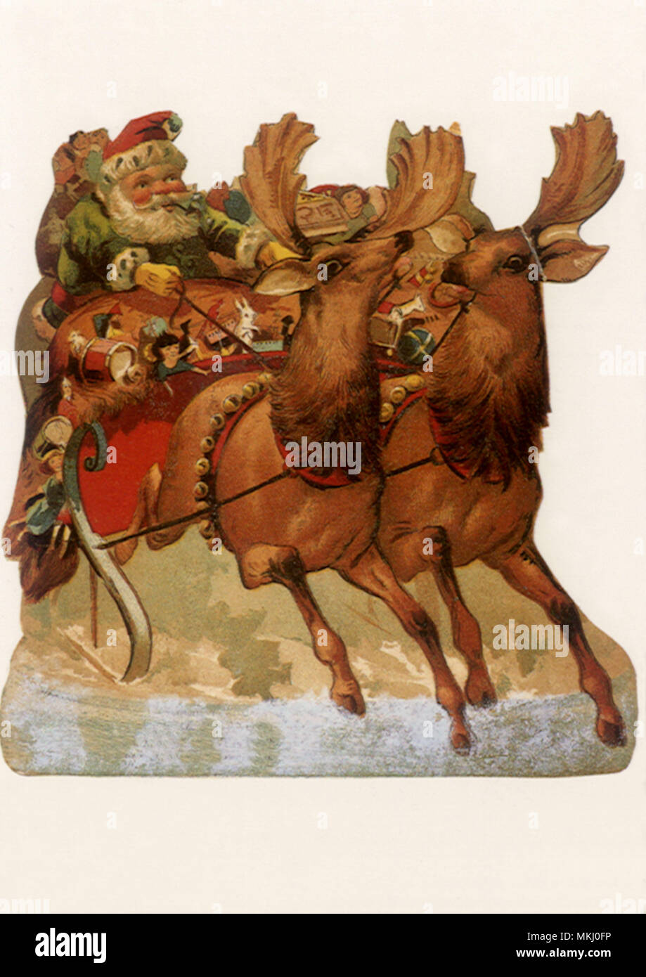 Santa and Reindeer Stock Photo