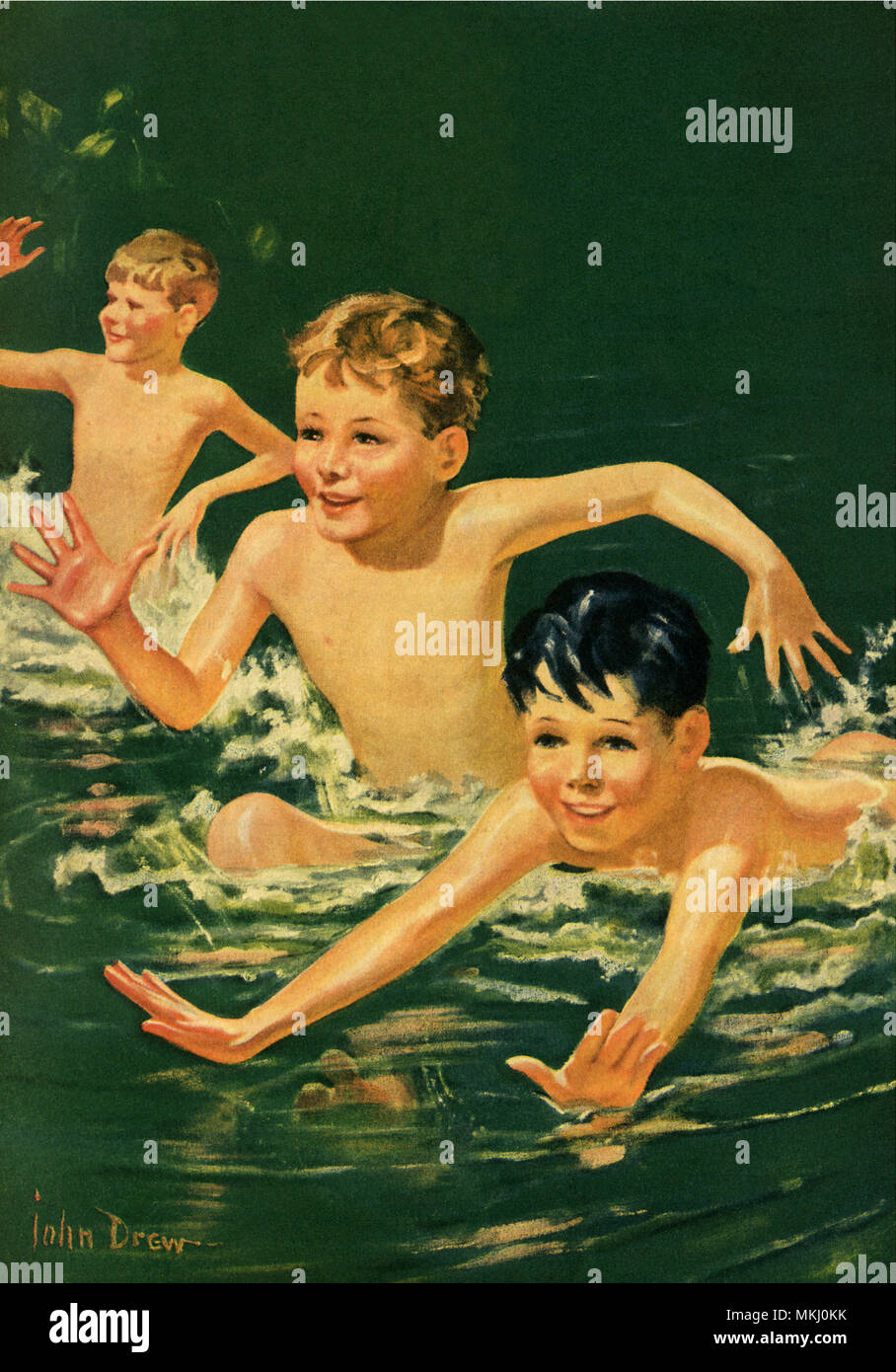 Boys Swimming Stock Photo