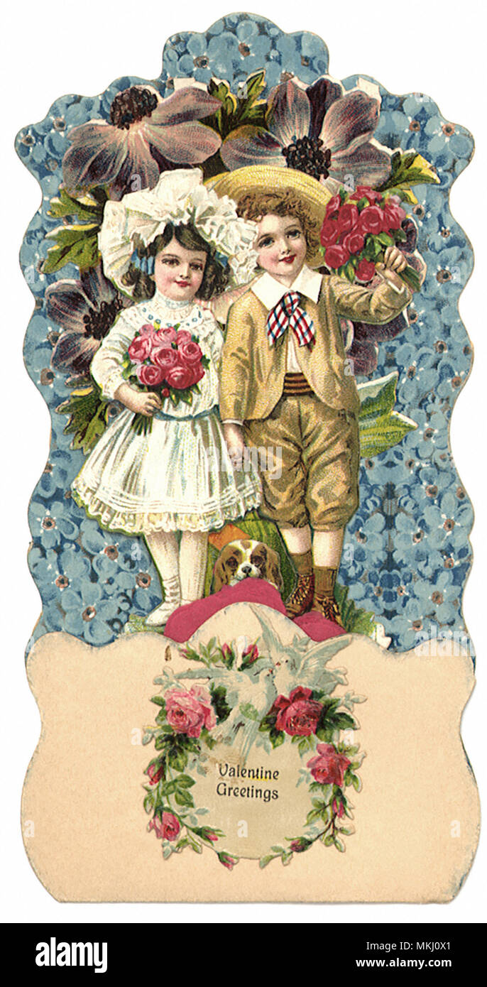 Children with Bouquets Stock Photo