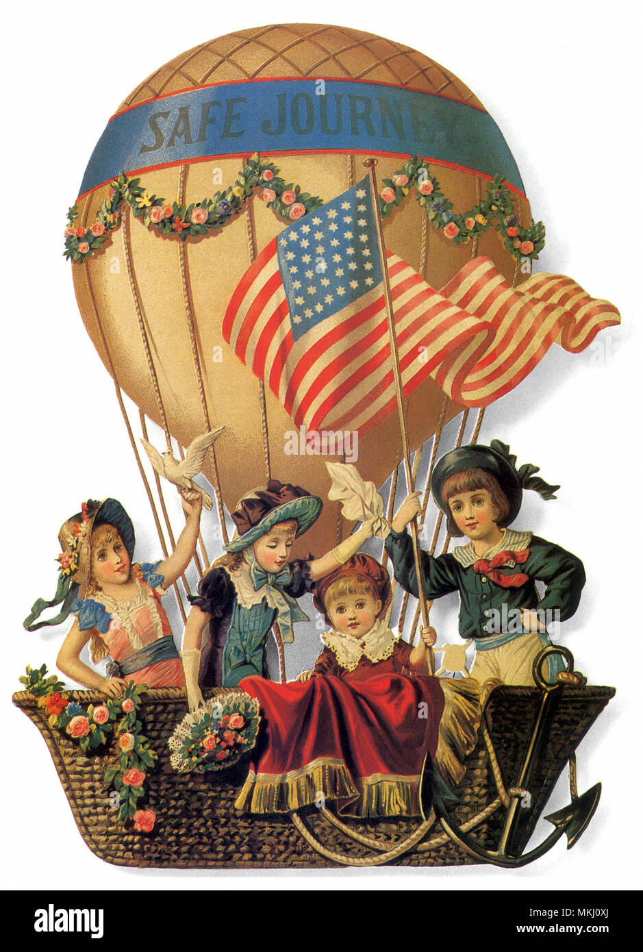 Children in Air Balloon Stock Photo