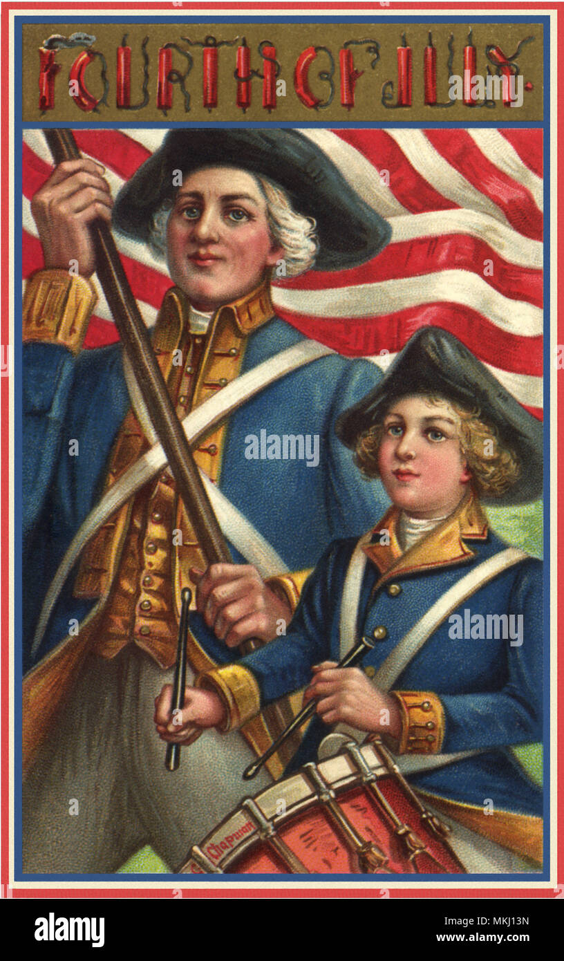 Soldier, Flag and Drummer Boy Stock Photo