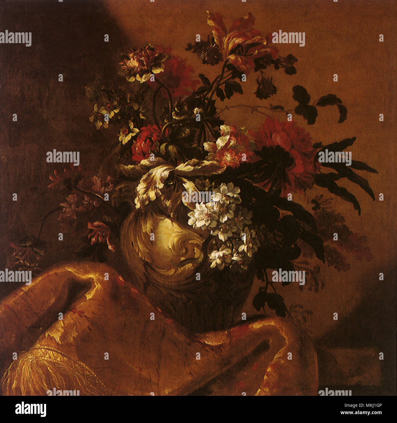 Flowers in a White Marble Vase Stock Photo Alamy