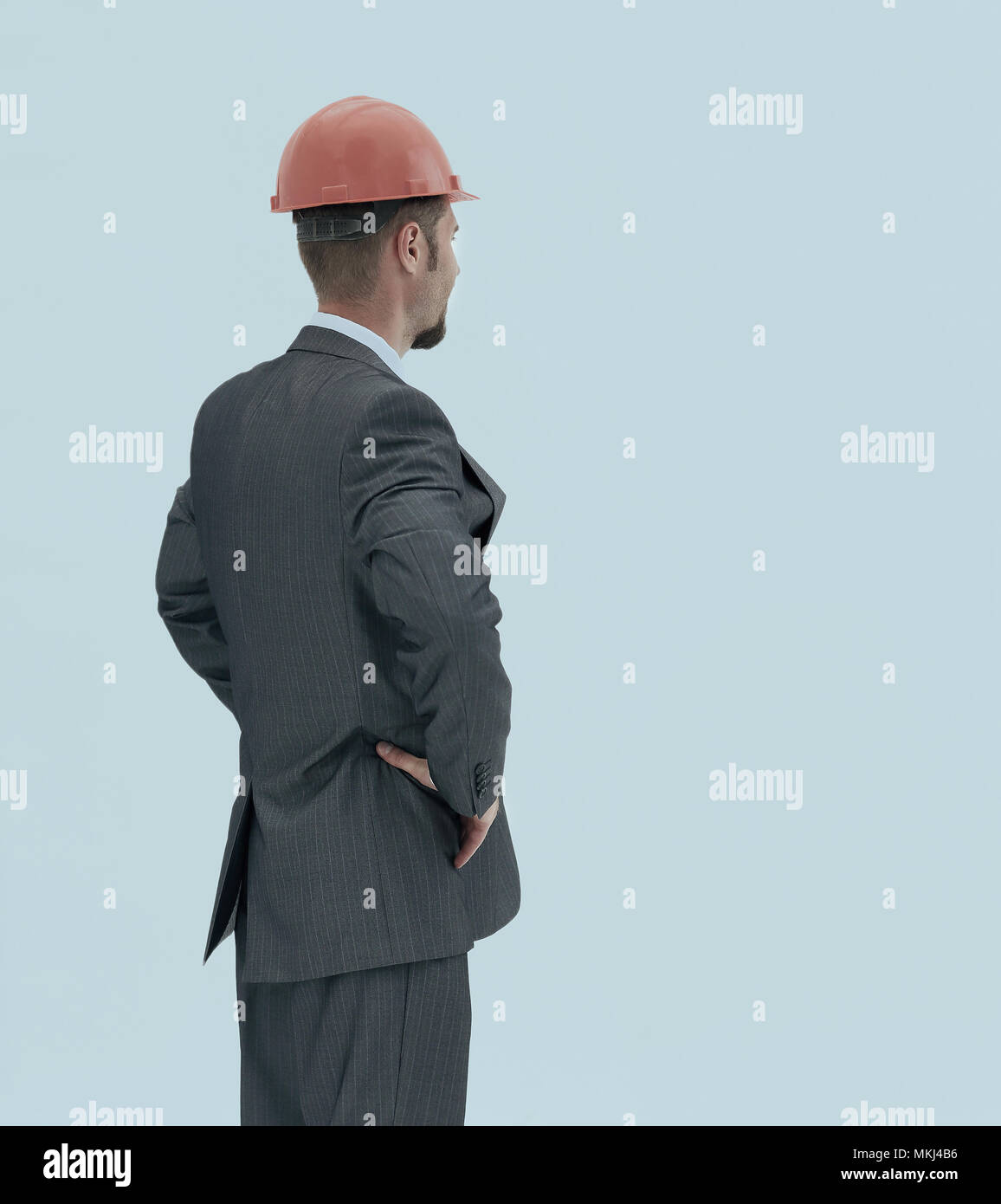 Engineer Side View side view.experienced engineer looks at the blank screen Stock Photo ...