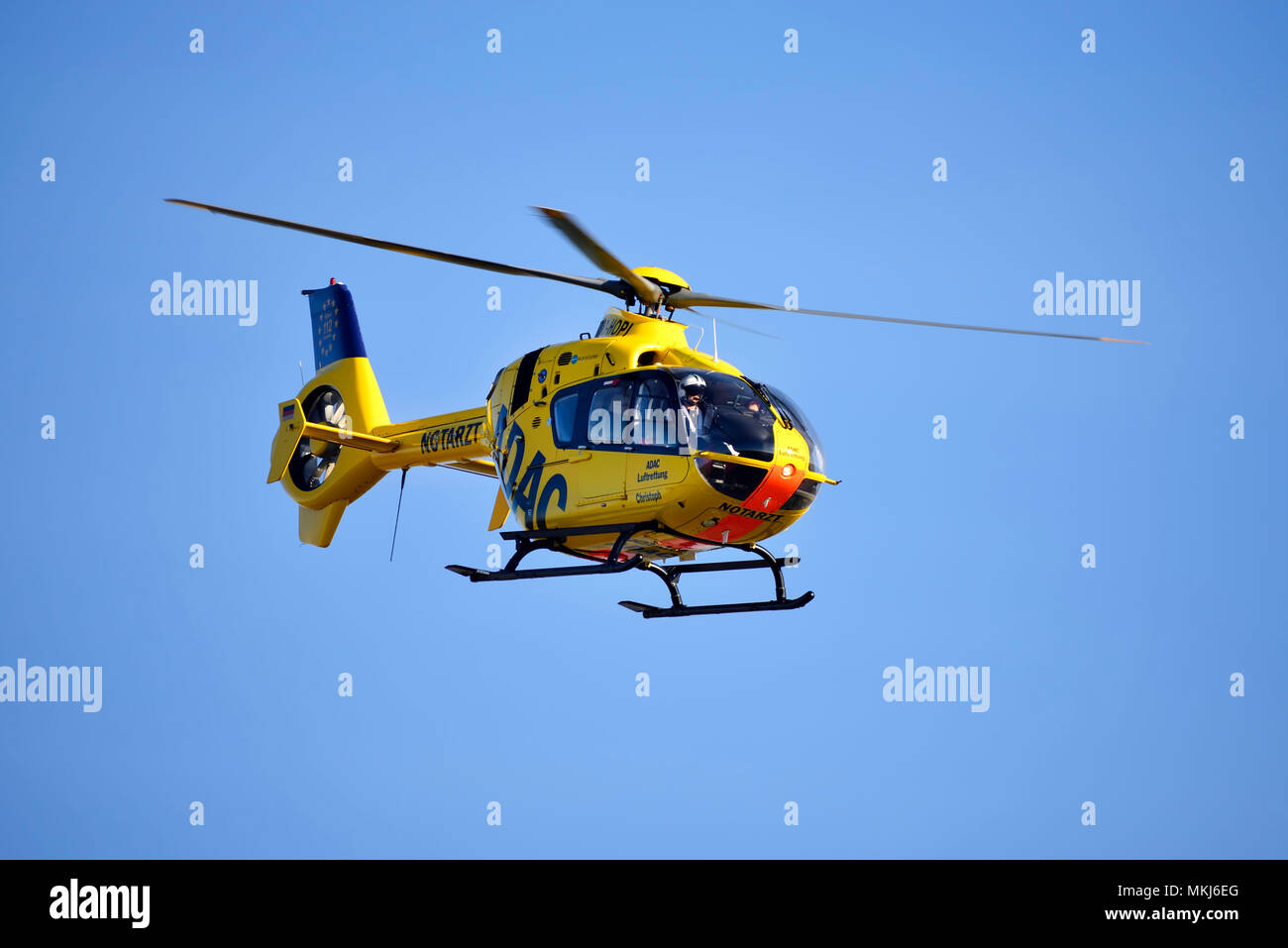 ADAC rescue helicopter in Hamburg, Germany, ADAC-Rettungshubschrauber in Hamburg, Deutschland Stock Photo