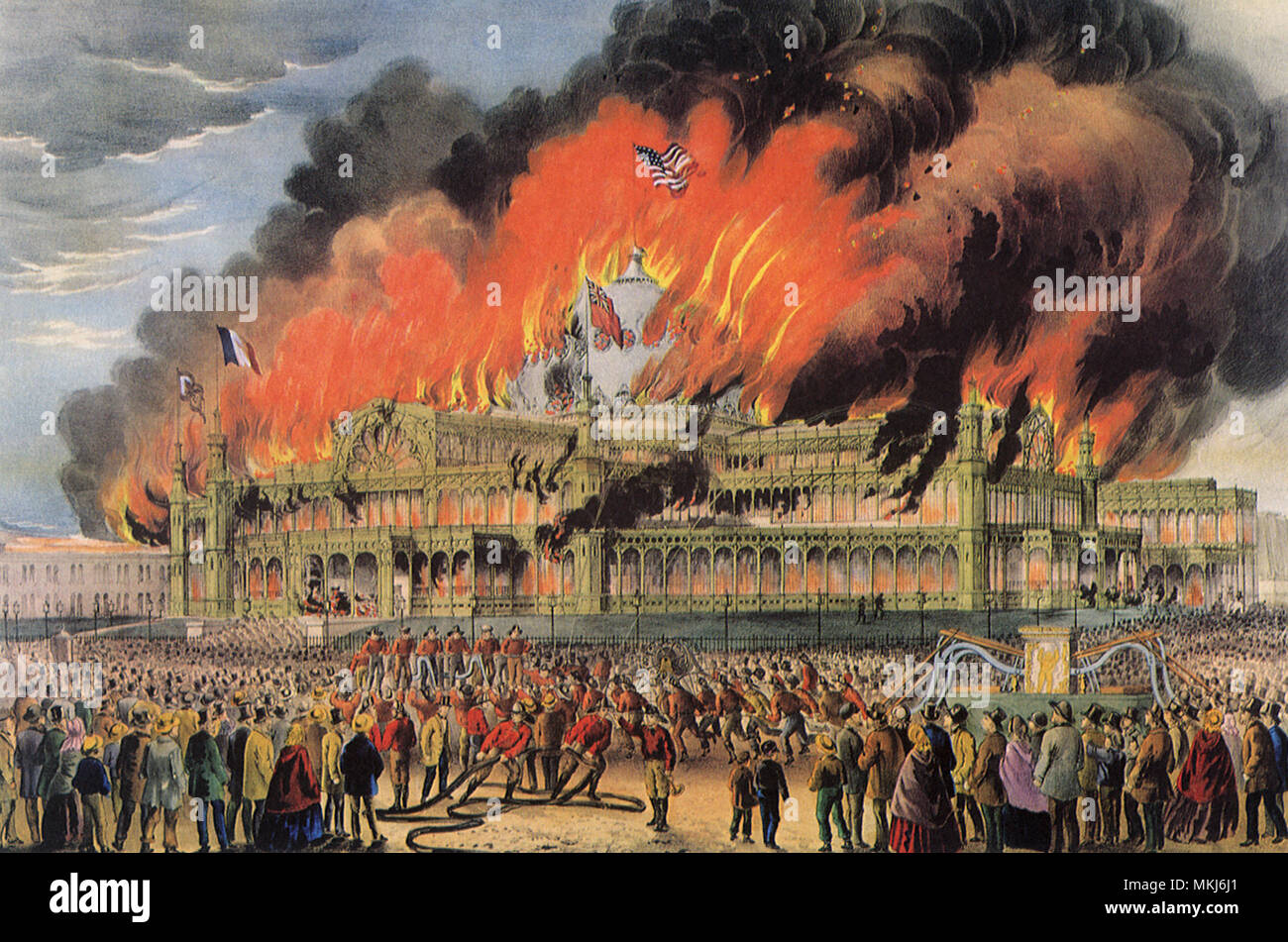 Burning of the New York Crystal Palace Stock Photo Alamy