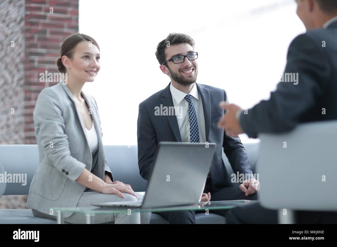 Pretty lady talking client hi-res stock photography and images - Alamy