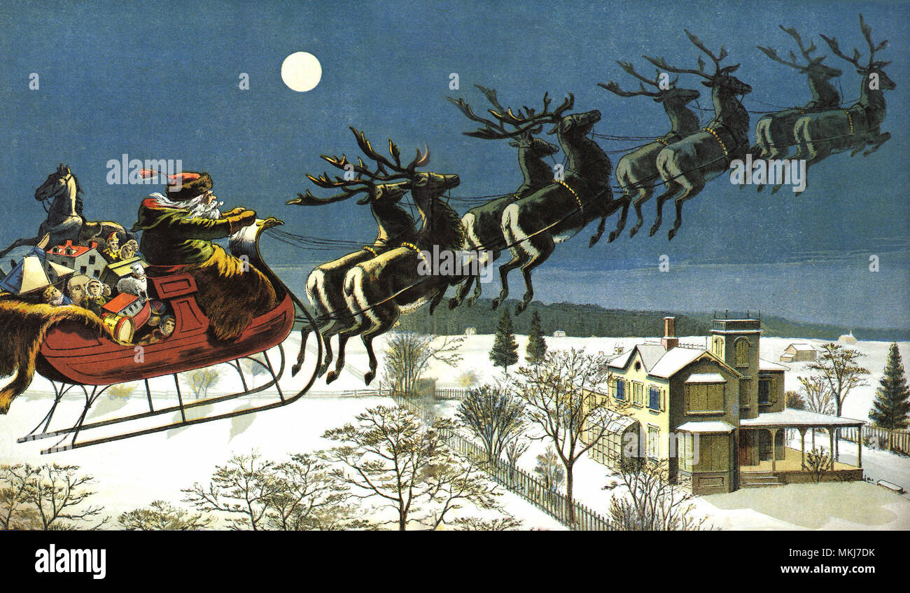 Eight reindeer santa claus reindeer hi res stock photography and