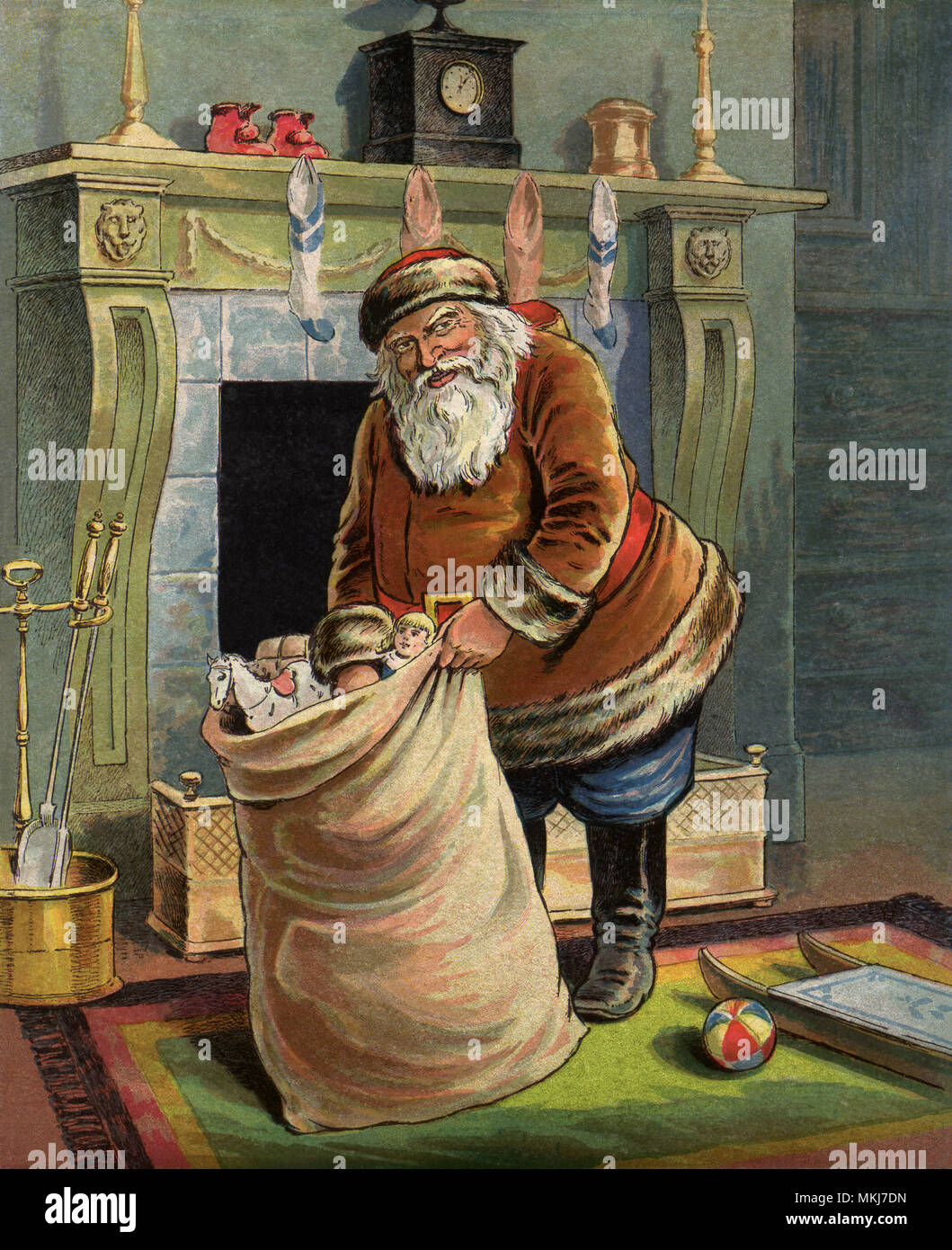 Santa with Toy Bag Stock Photo