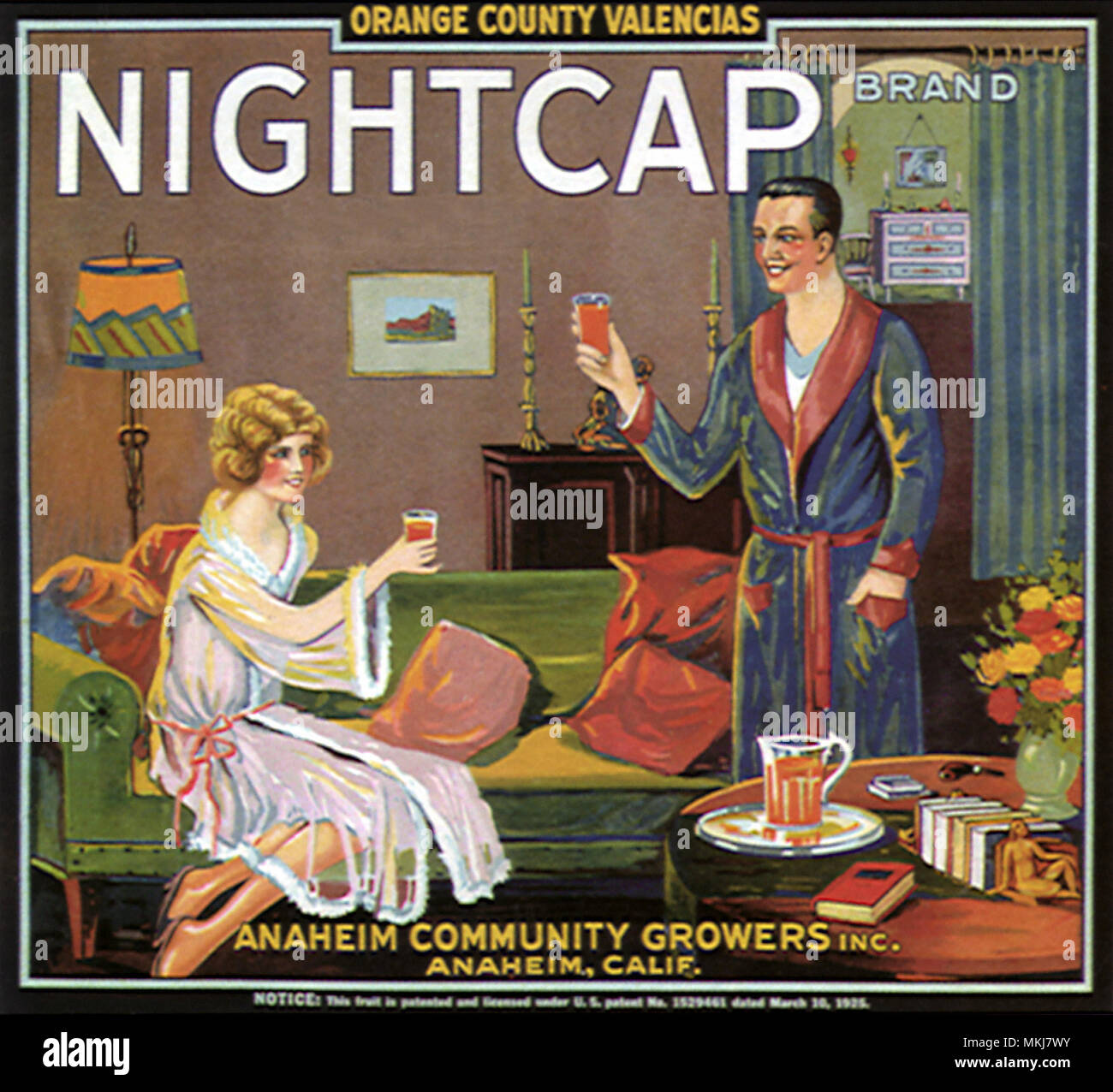 Couple Drinking Orange Juice at Night Stock Photo Alamy