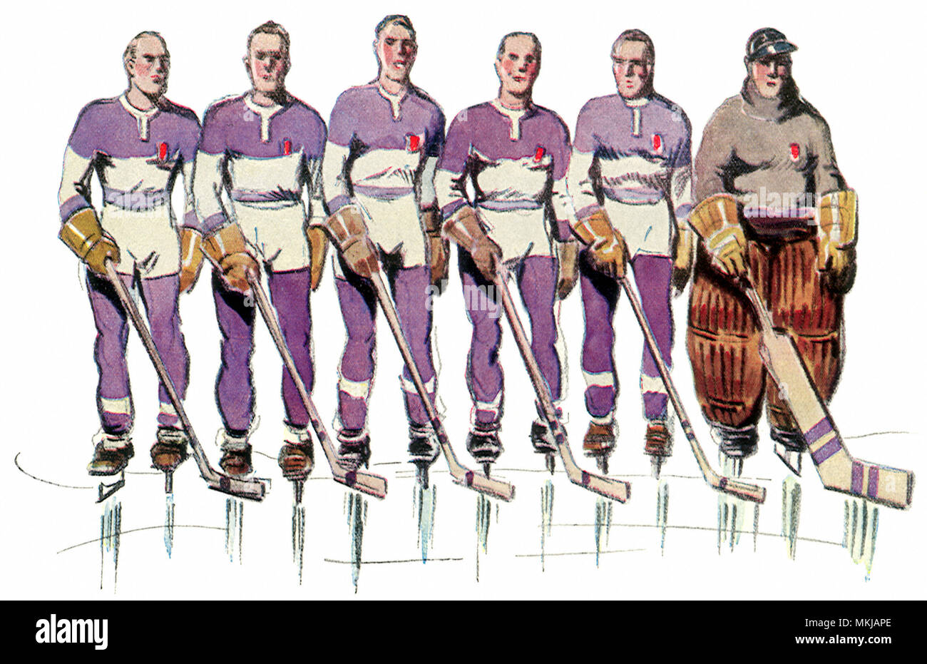 Six Hockey Players Stock Photo Alamy