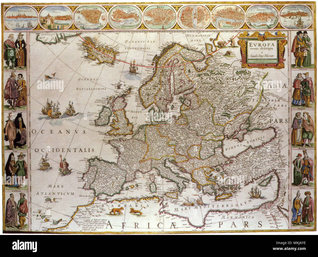 Map of Europe,1619-1672 Stock Photo