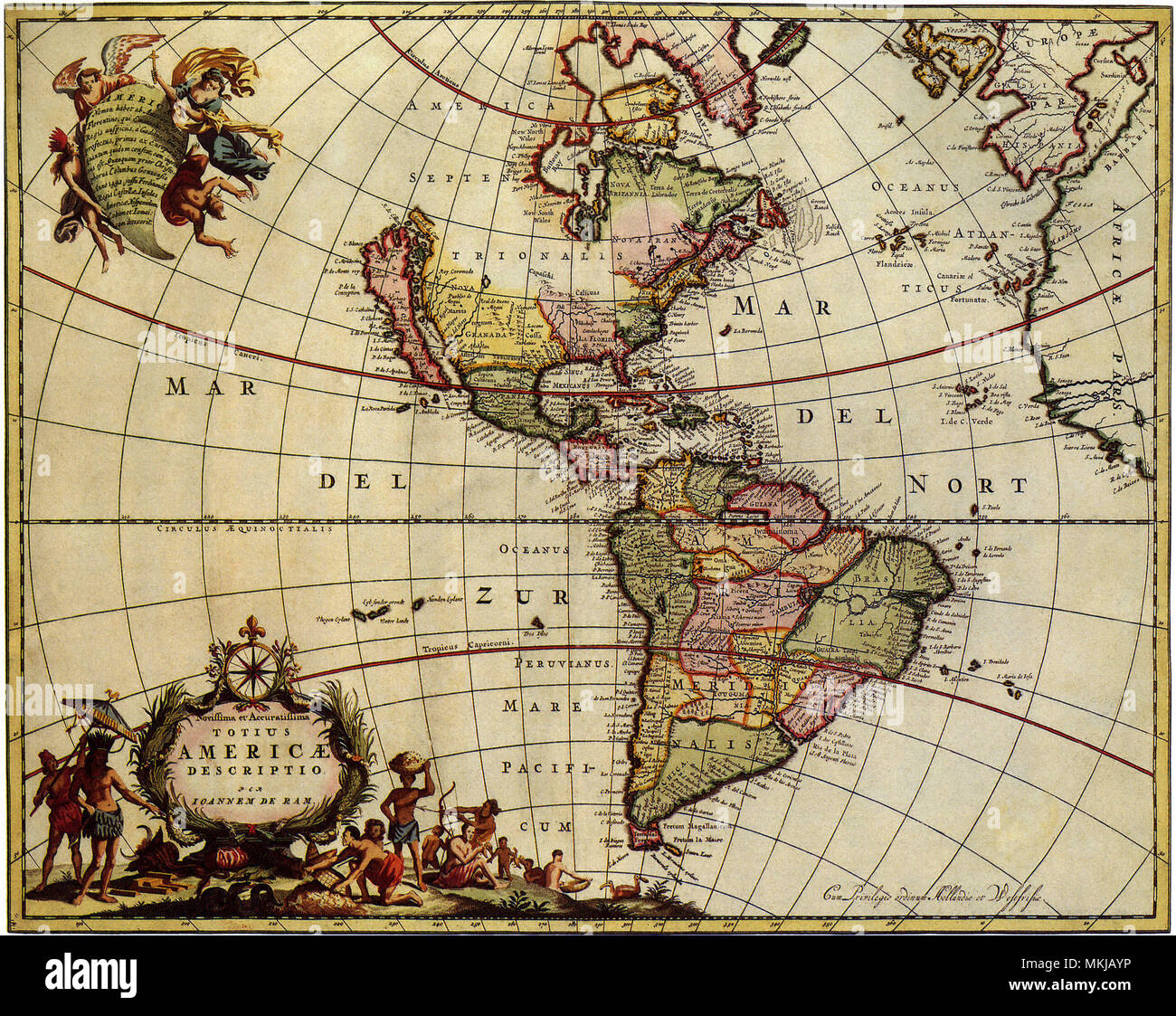 Map of the Americas 1685 Stock Photo