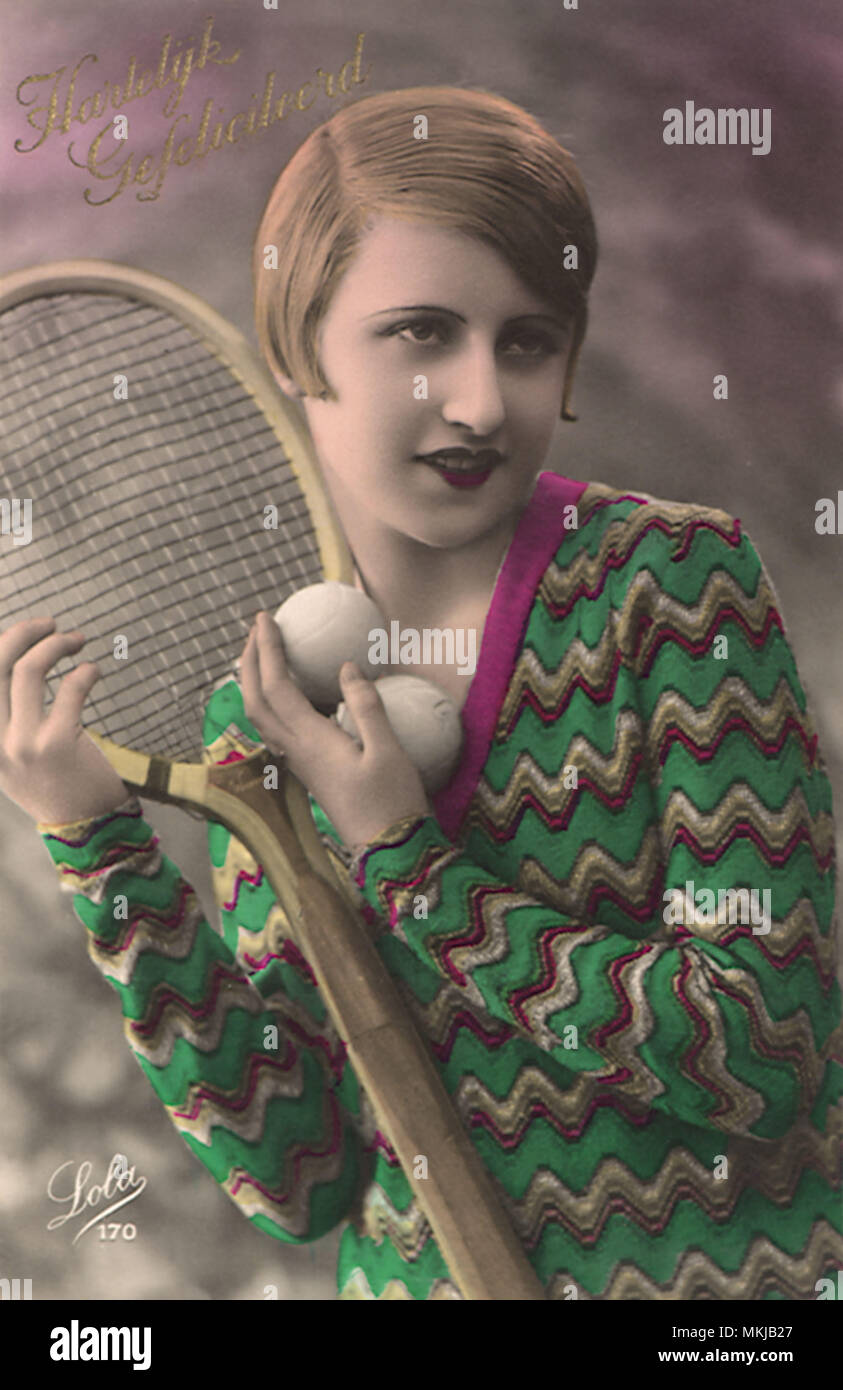 Woman, Racket and Balls Stock Photo