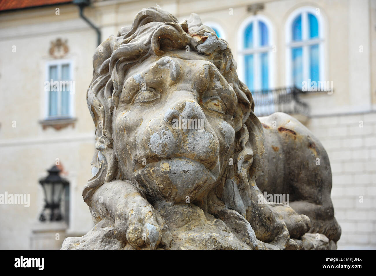 Lion sculpture, Nieborow Palace, Poland Stock Photo
