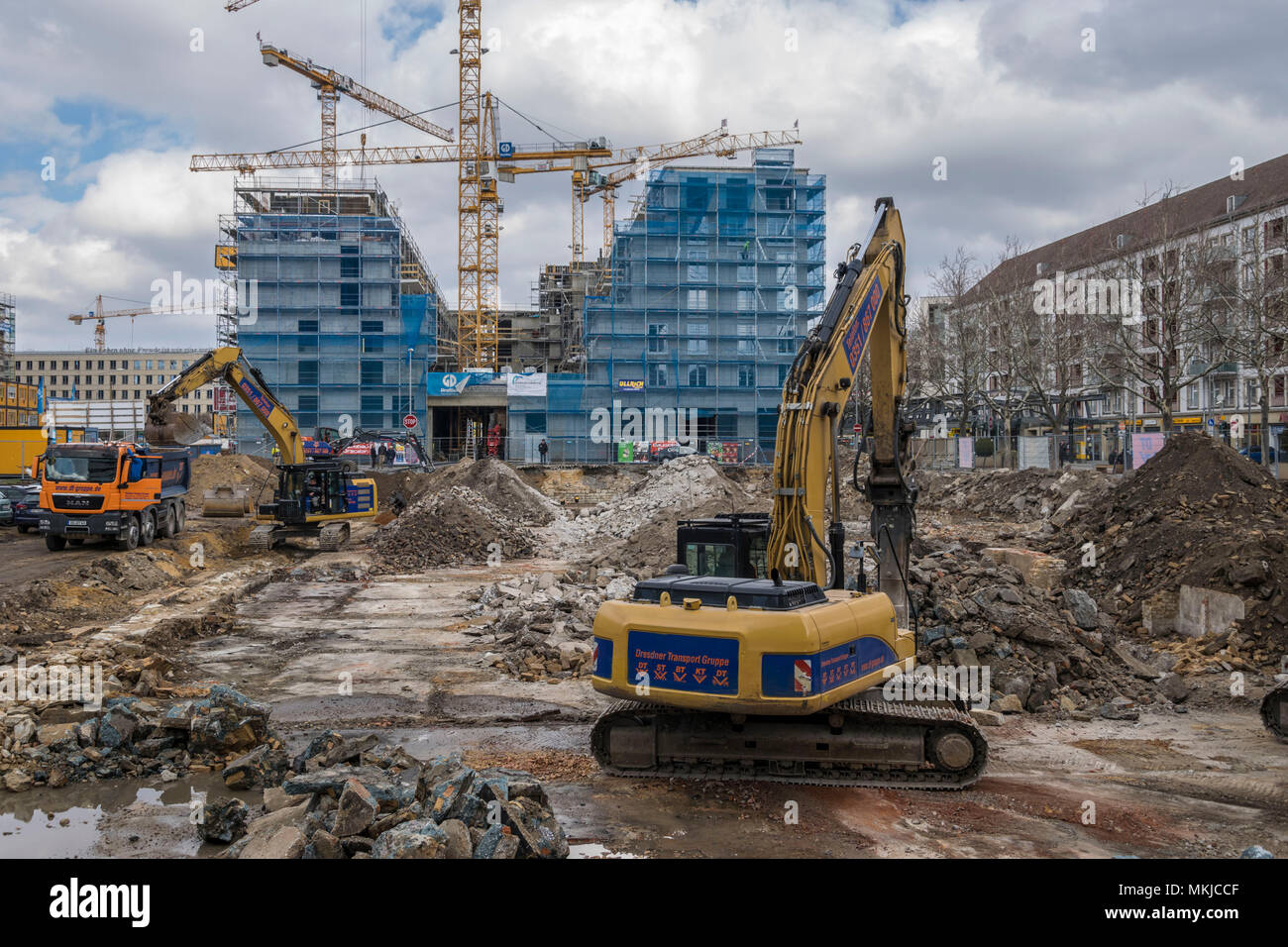Postplatz, new constructions, Dresden, Neubebauung Stock Photo