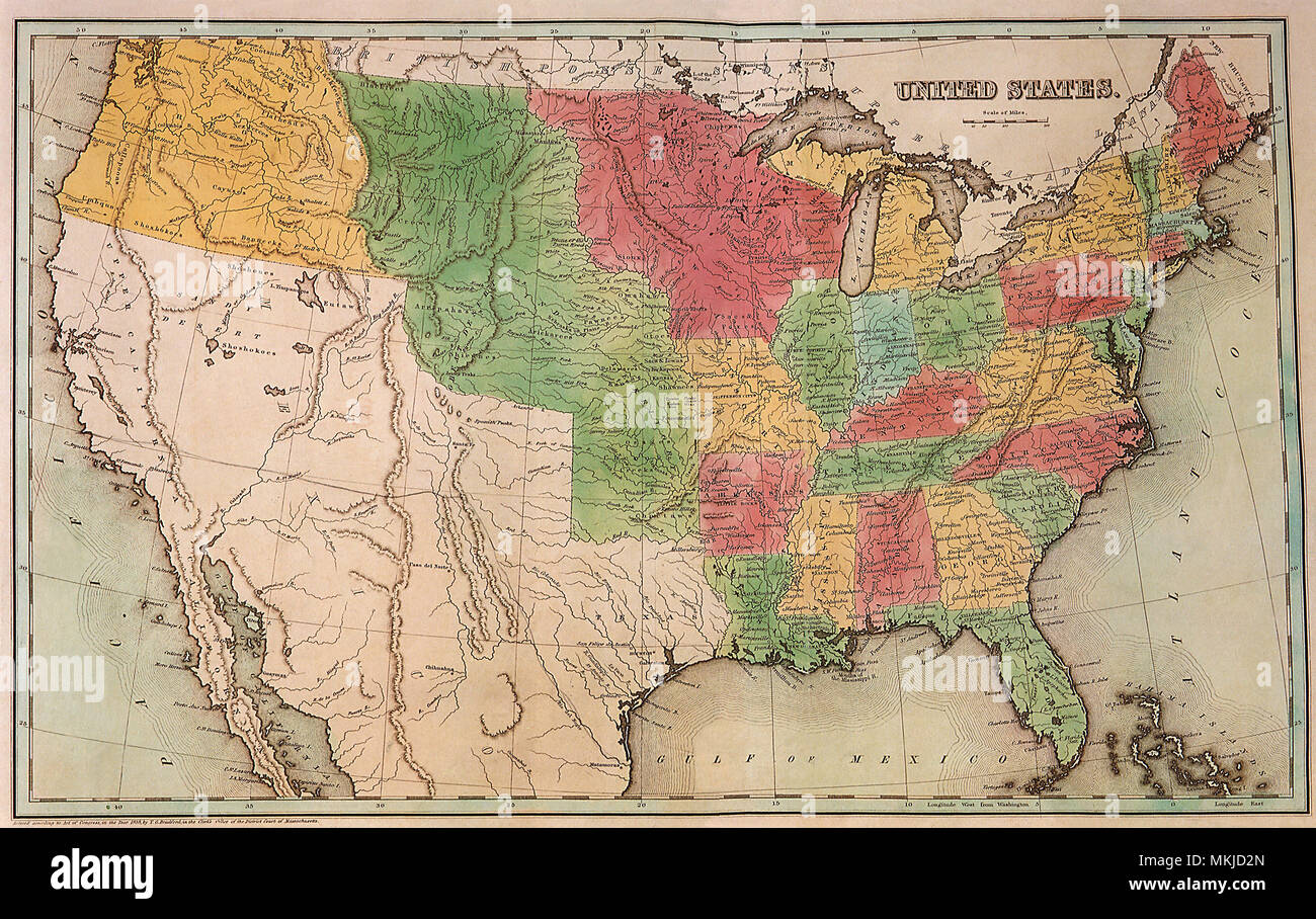 Antique map of the united states - United States 1837 MKJD2N 