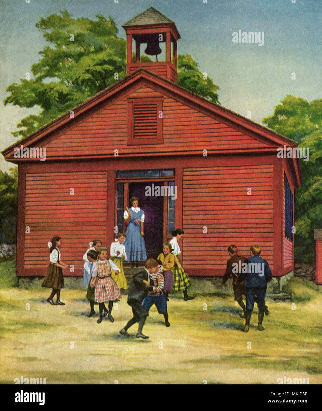 Red Schoolhouse Stock Photo