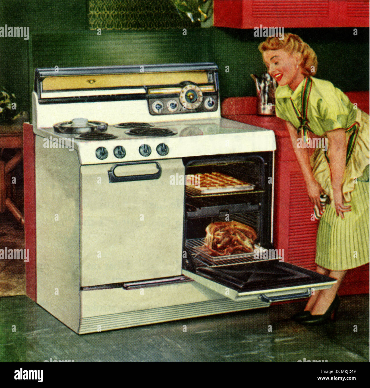 Woman and Stove Stock Photo Alamy
