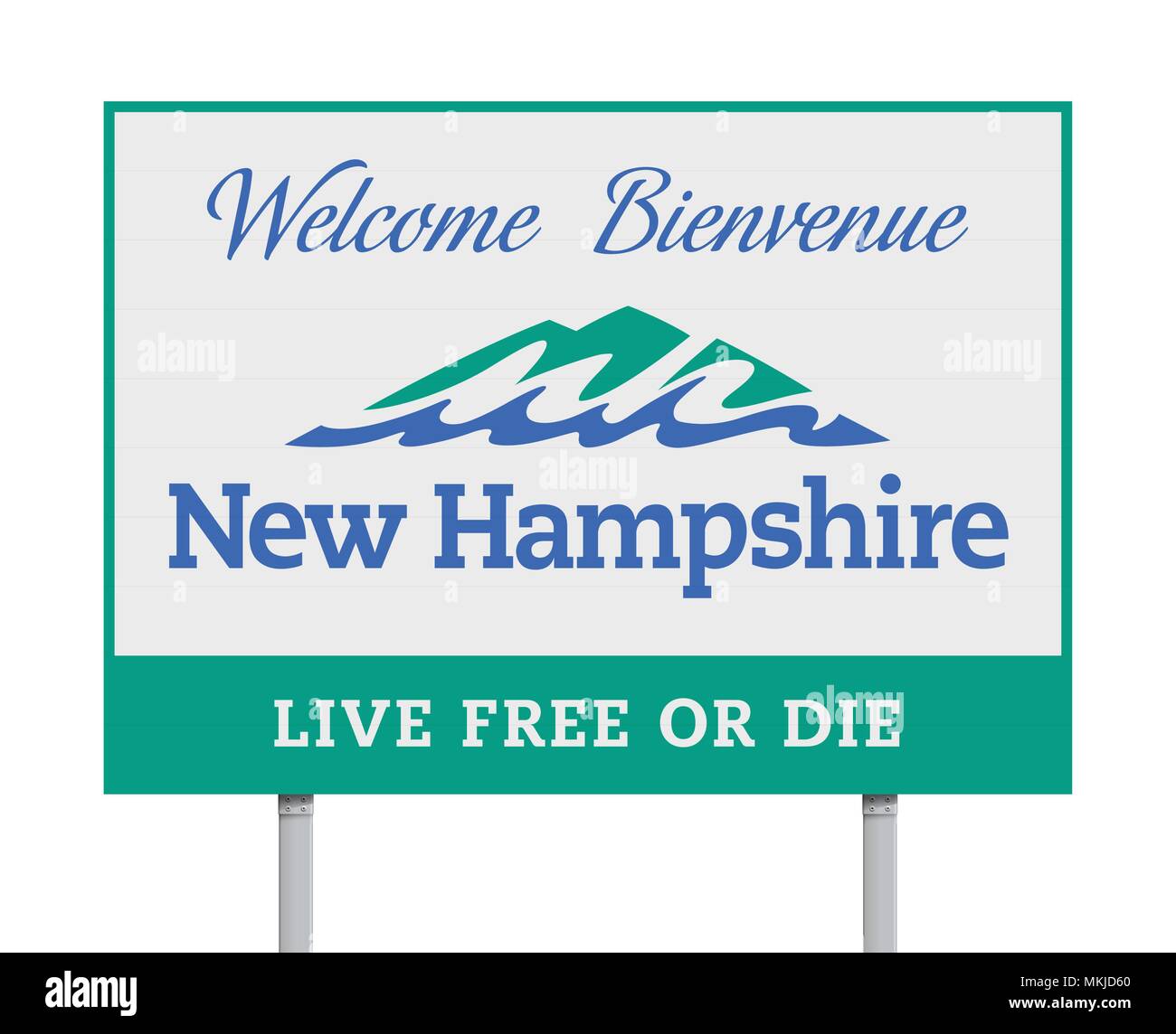 Vector Illustration Of The Welcome To New Hampshire Road Sign With The French Translation For Welcome Stock Vector Image Art Alamy
