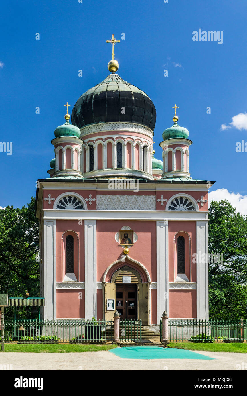 Alexander Nevsky chapel of the Russian Colony Alexandrowka, Potsdam, Alexander Newski Kapelle der russischen Kolonie Alexandrowka Stock Photo